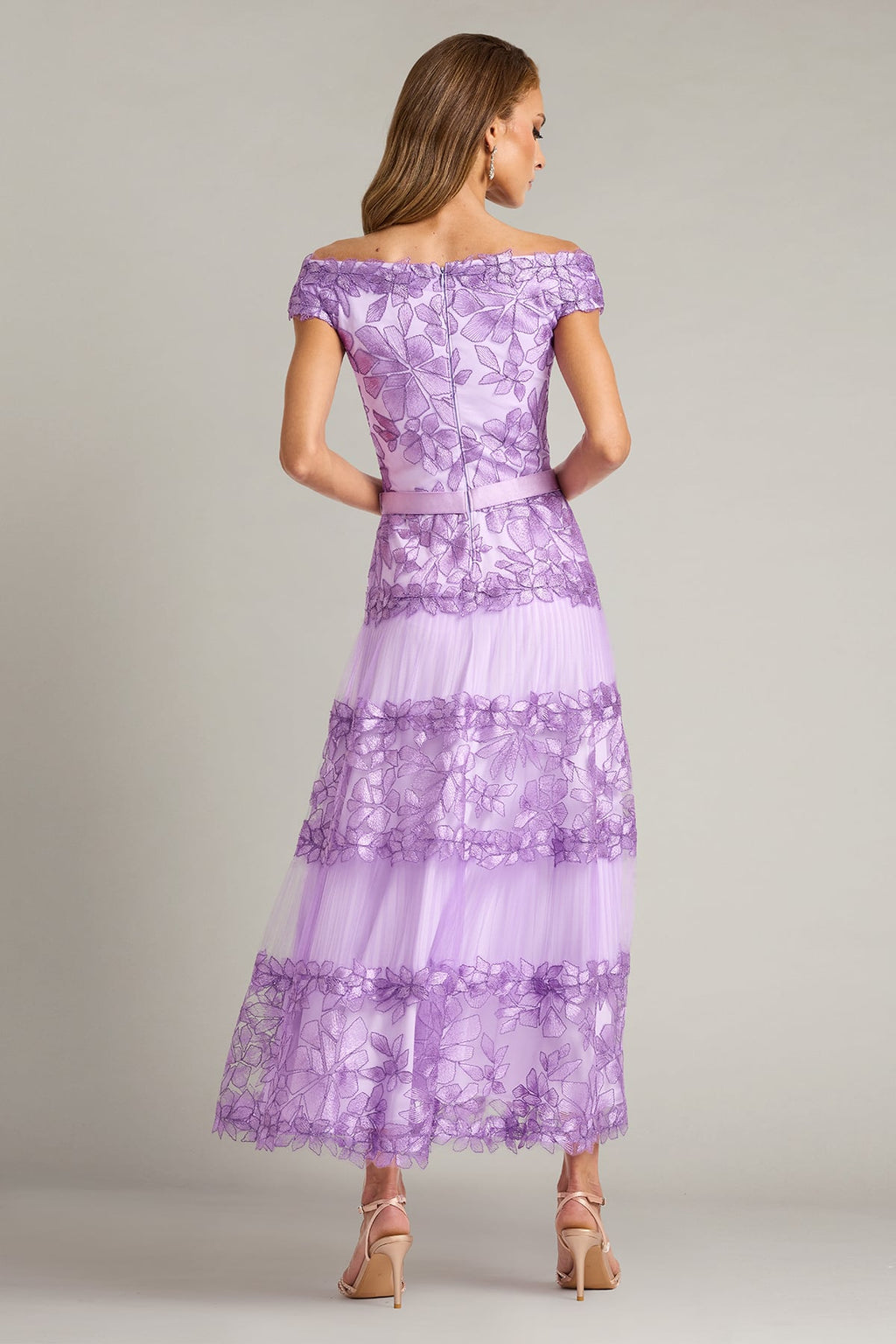 Adriane Floral Embroidered Tea-Length Dress
