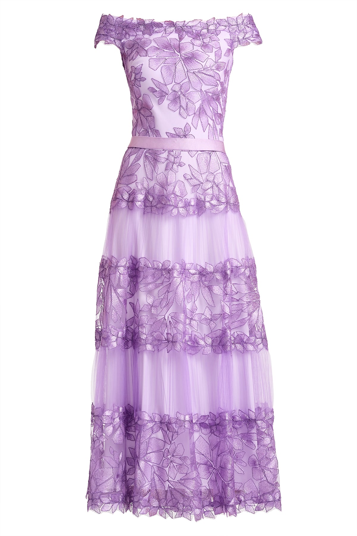 Adriane Floral Embroidered Tea-Length Dress