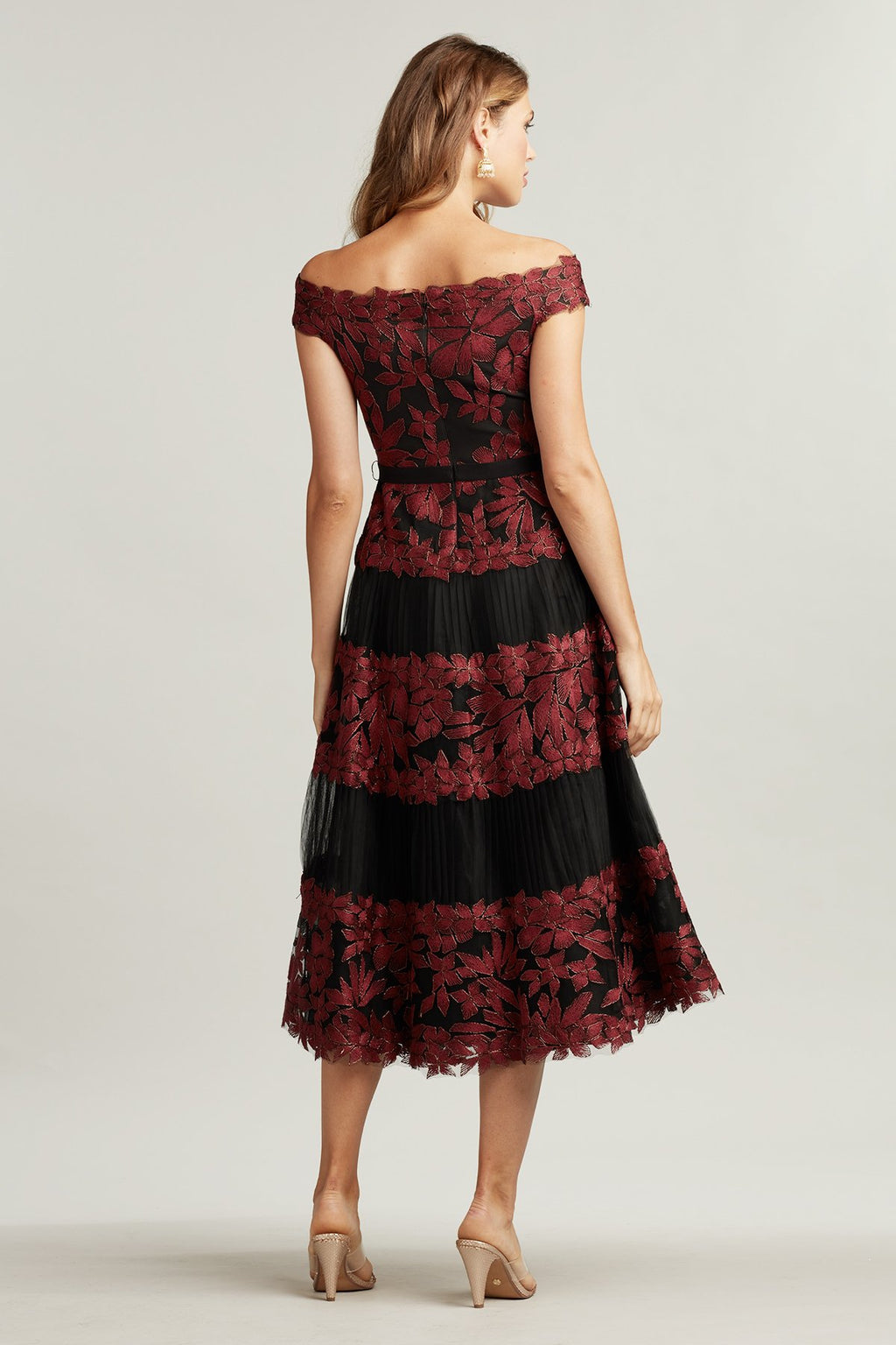 Adriane Floral Embroidered Tea-Lenght Dress