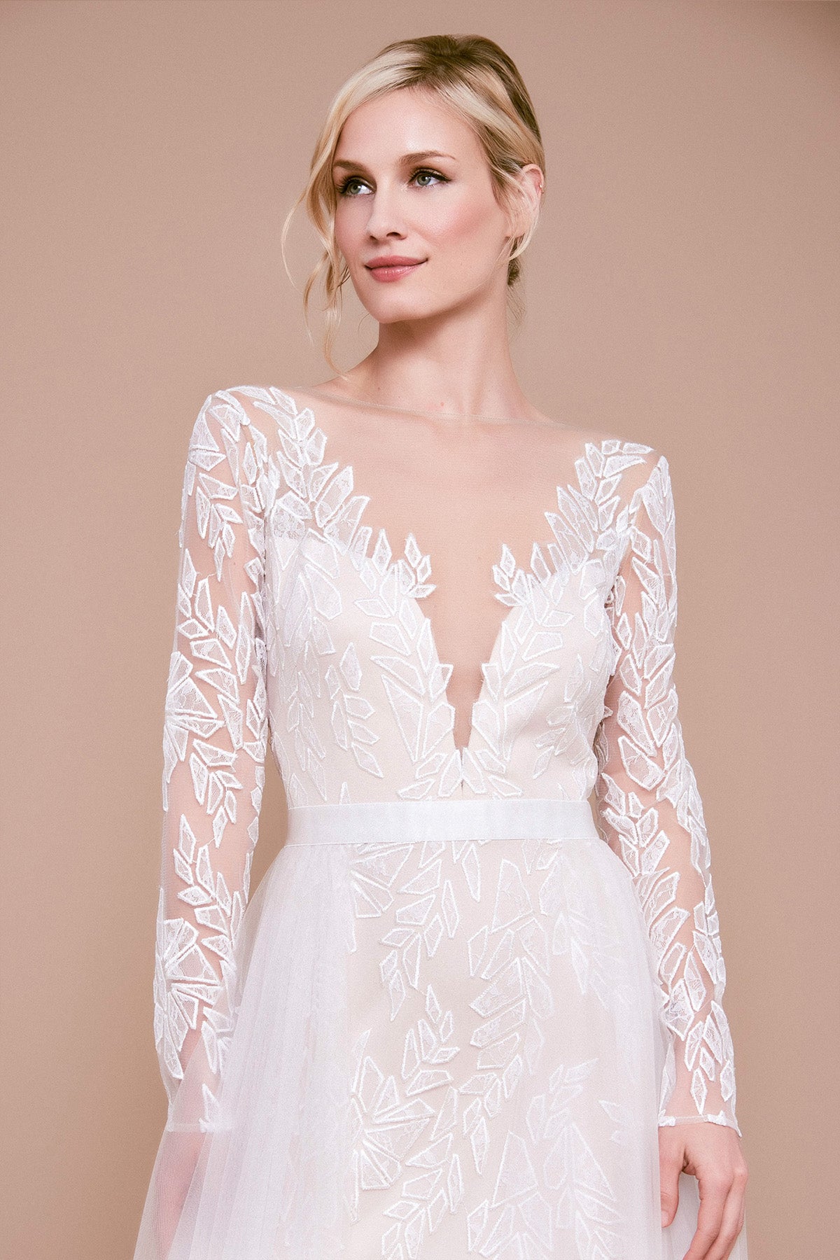 Tadashi Shoji - Louisa Long-Sleeve Lace Tulle Gown