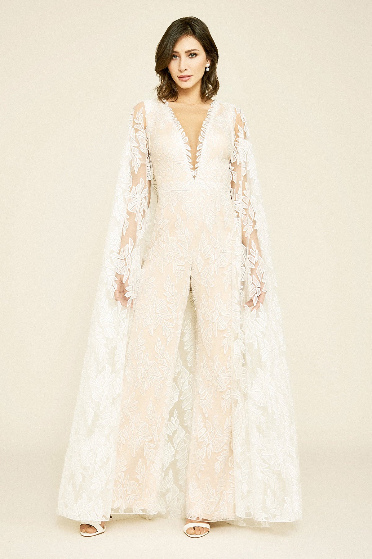 Tadashi Shoji - Rupert Lace Cape Jumpsuit