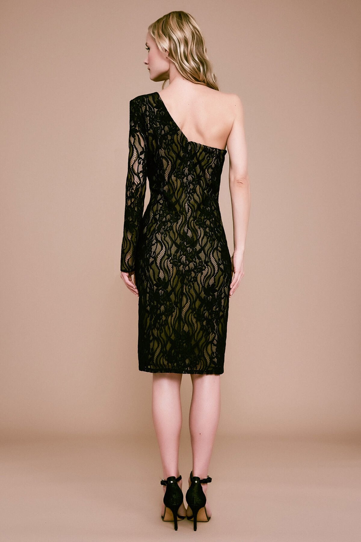 Tadashi Shoji - Barcelo One-Shoulder Tea-Length Lace Dress