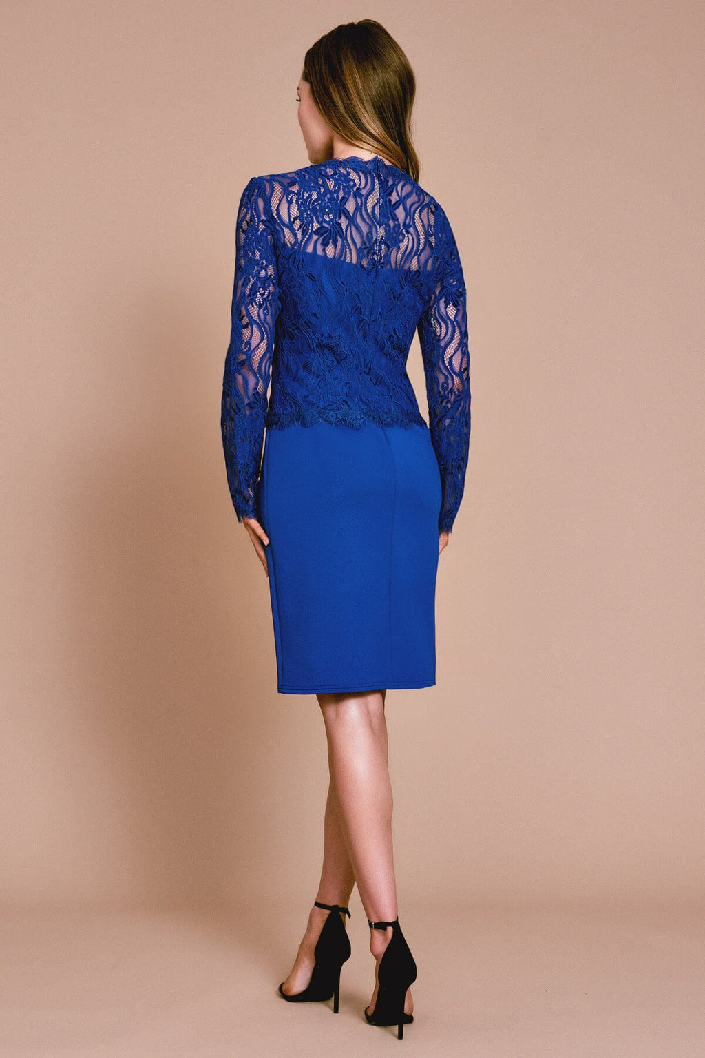 Runar Portrait Lace Crepe Dress