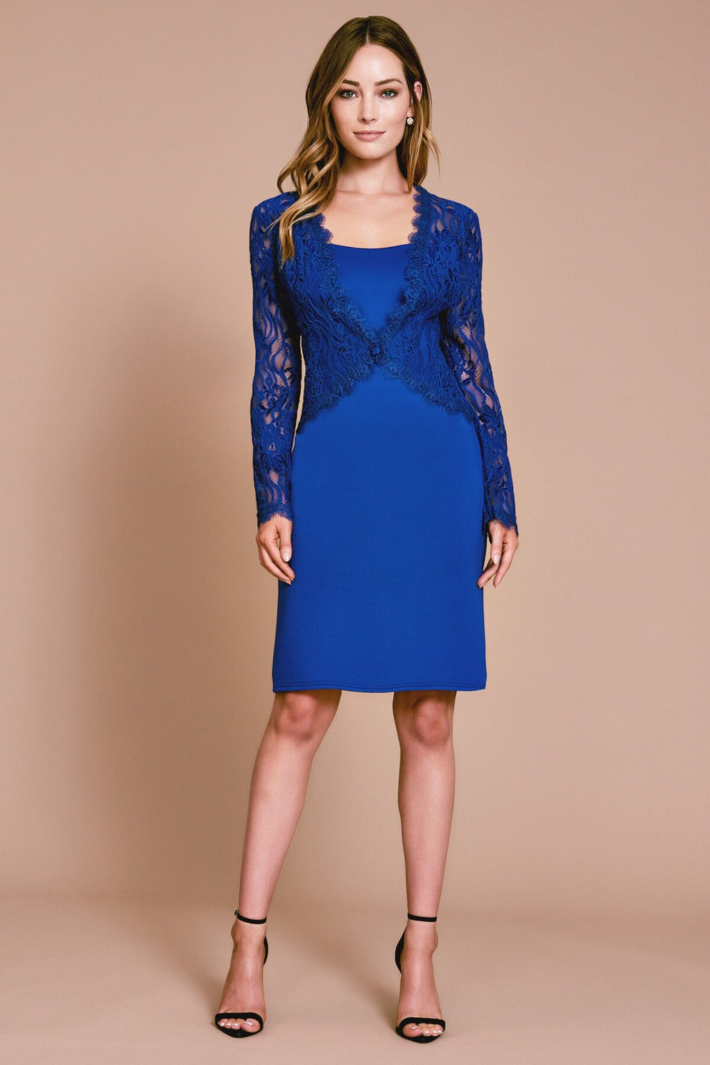Runar Portrait Lace Crepe Dress