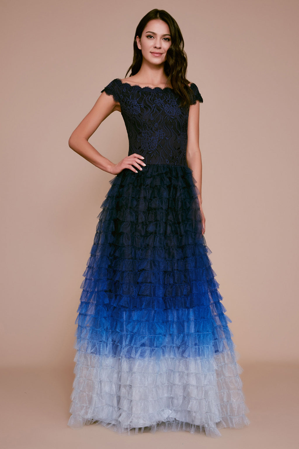 Tadashi Shoji - Nikko Lace Ombre Tulle Gown