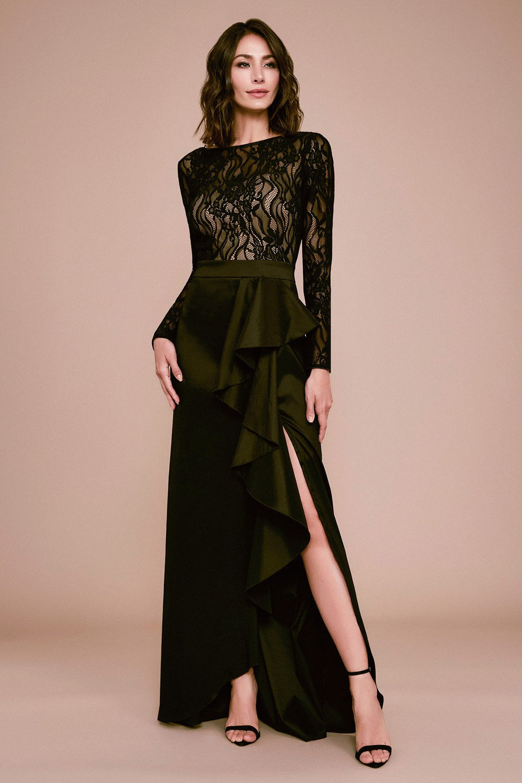 Tadashi Shoji - Nyx Ruffled Taffeta Slit Gown