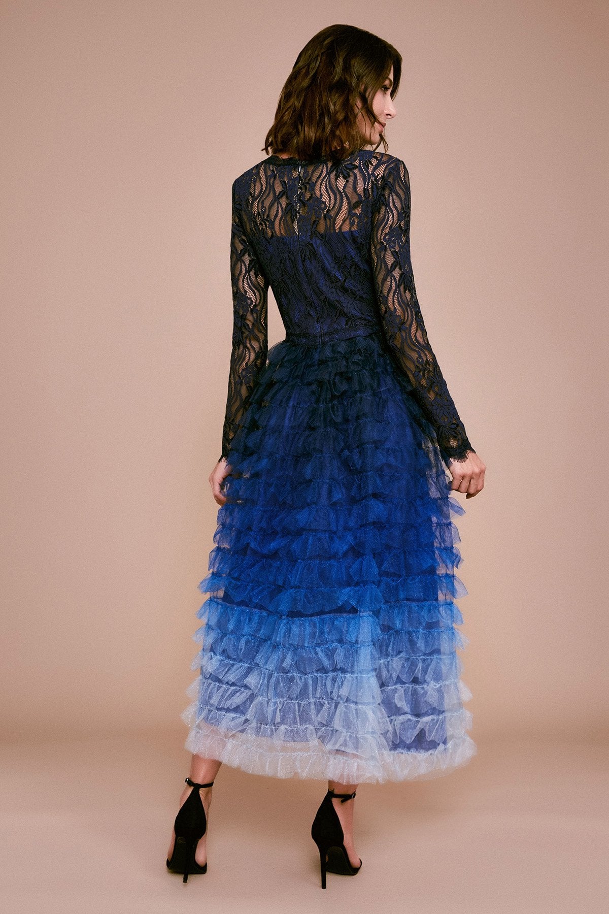 Tadashi Shoji - Twyla Ruffled Tulle Tea-Length Dress
