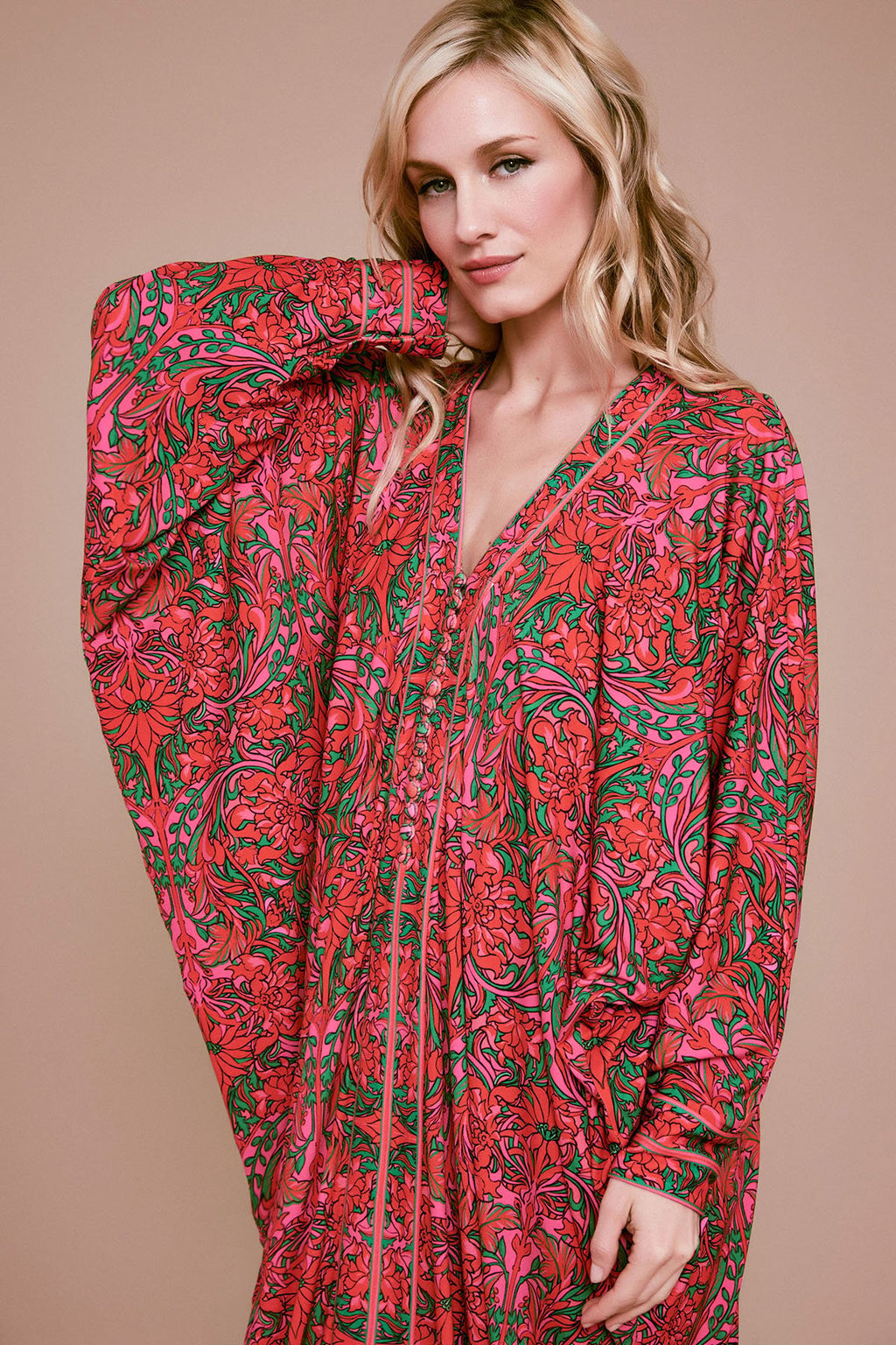 Tadashi Shoji - Otieno Caftan Mesh Maxi Dress