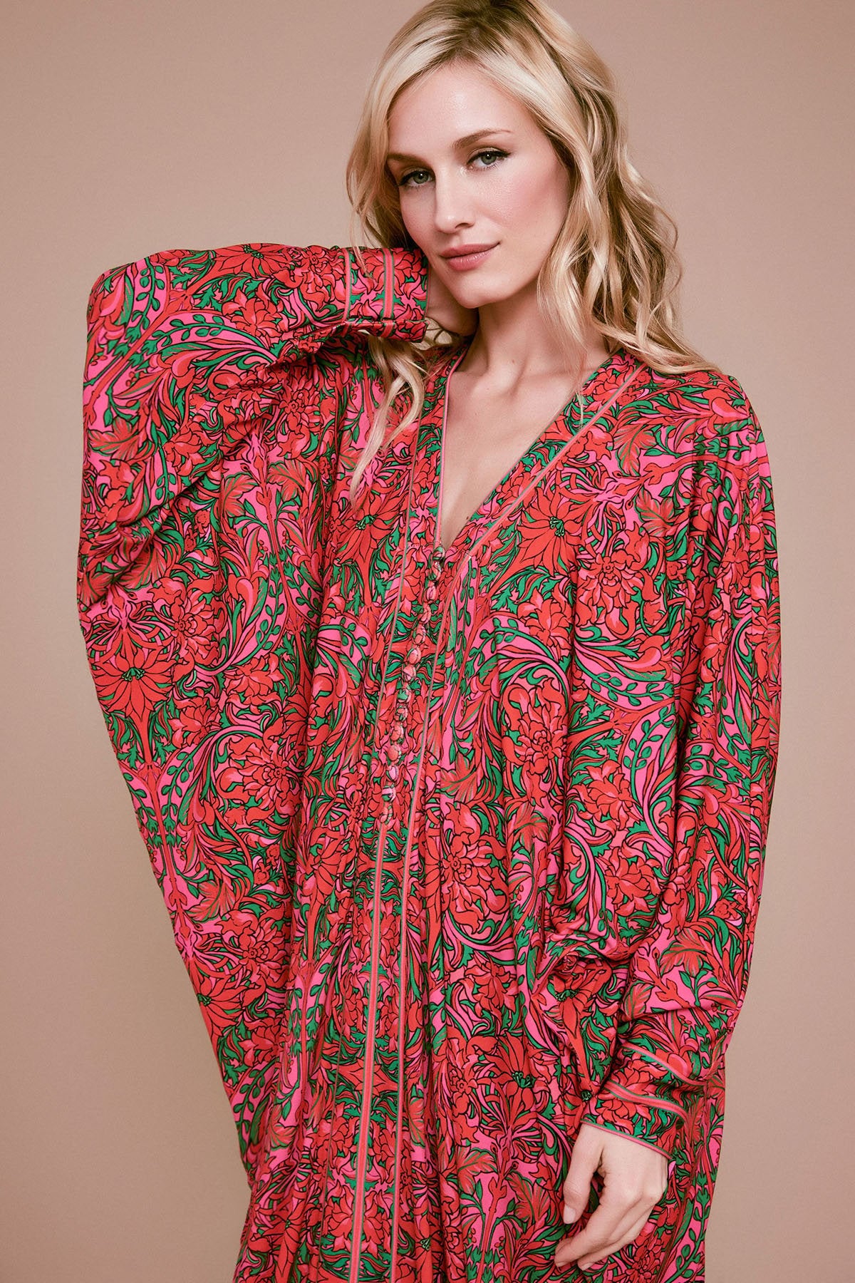 Tadashi Shoji - Otieno Caftan Mesh Maxi Dress