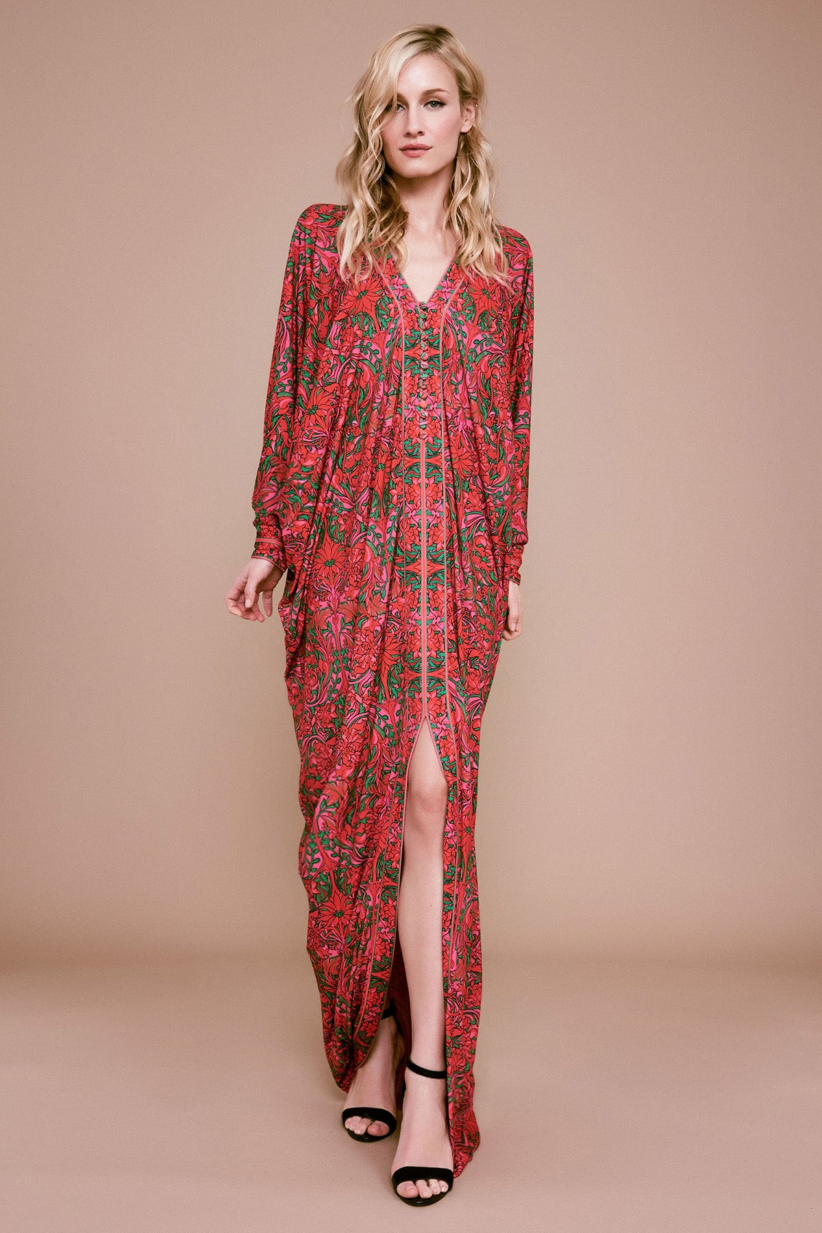 Tadashi Shoji - Otieno Caftan Mesh Maxi Dress