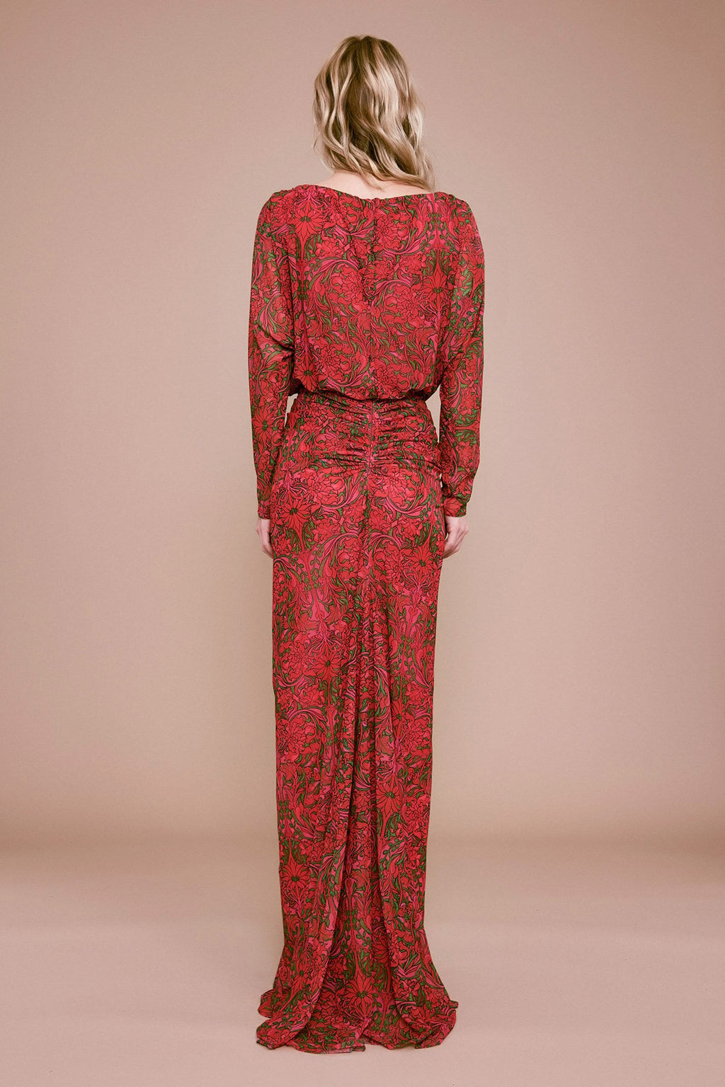 Tadashi Shoji - Terra Printed Mesh Long-Sleeve Gown