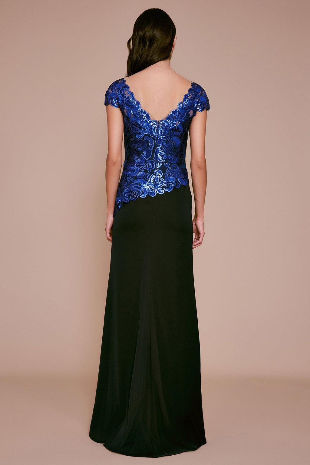 Tadashi Shoji - Alvaro Floral Sequin Embroidered Crepe Gown