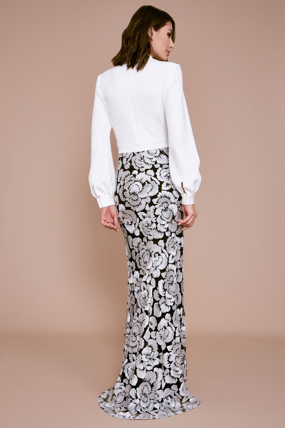 Tadashi Shoji - Bora Crepe Sequin Embroidered Gown