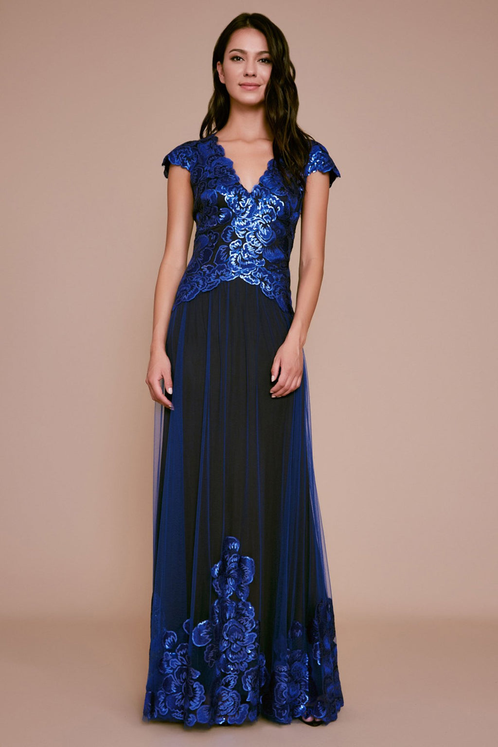 Haidee Floral Sequin Embroidered Tulle Gown