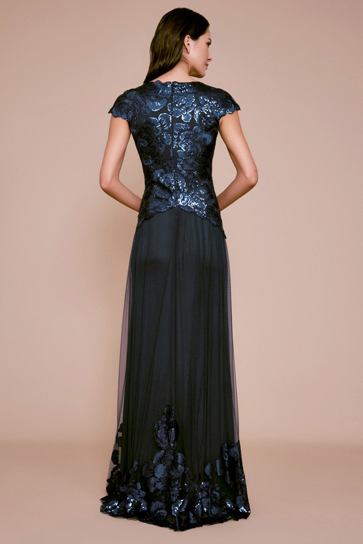 Tadashi Shoji - Haidee Floral Sequin Embroidered Tulle Gown