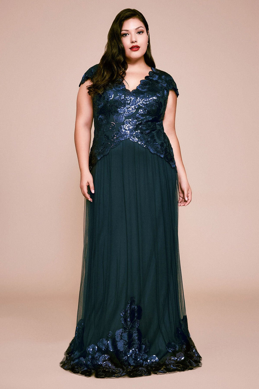 Tadashi Shoji - Haidee Sequin Tulle Gown - PLUS SIZE