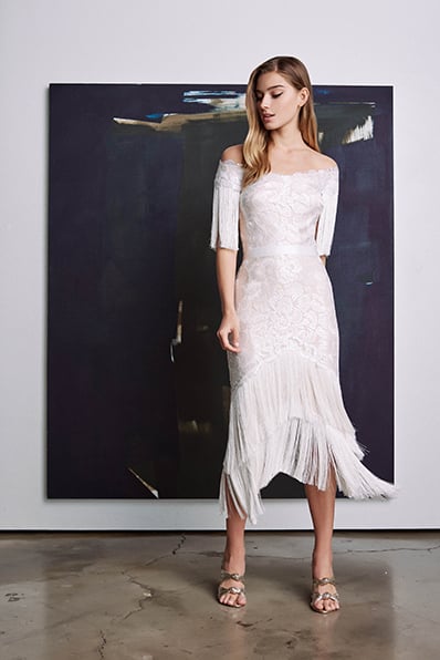 Shirina Fringe Tea-Length Dress