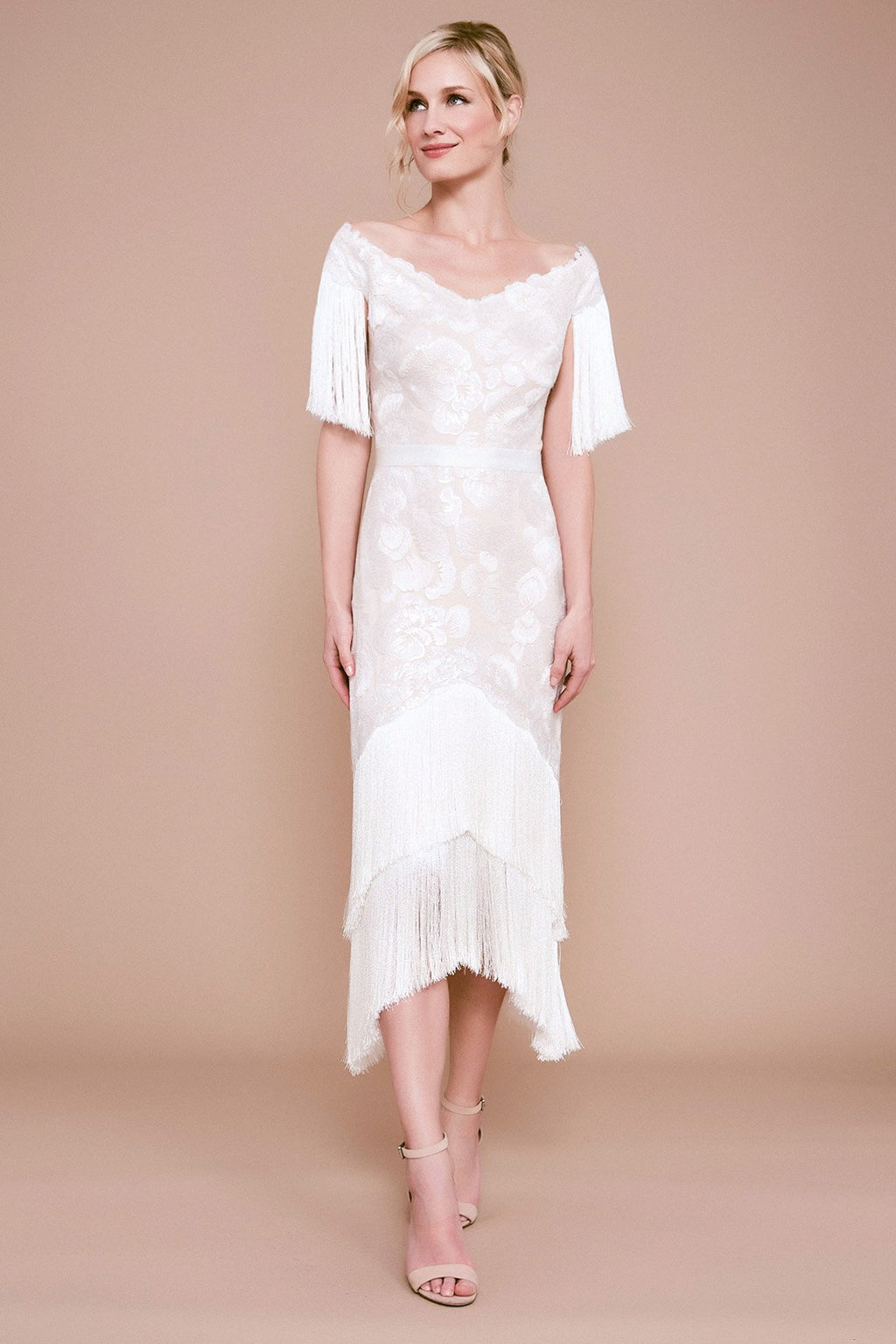 Tadashi Shoji - Shirina Fringe Tea-Length Dress