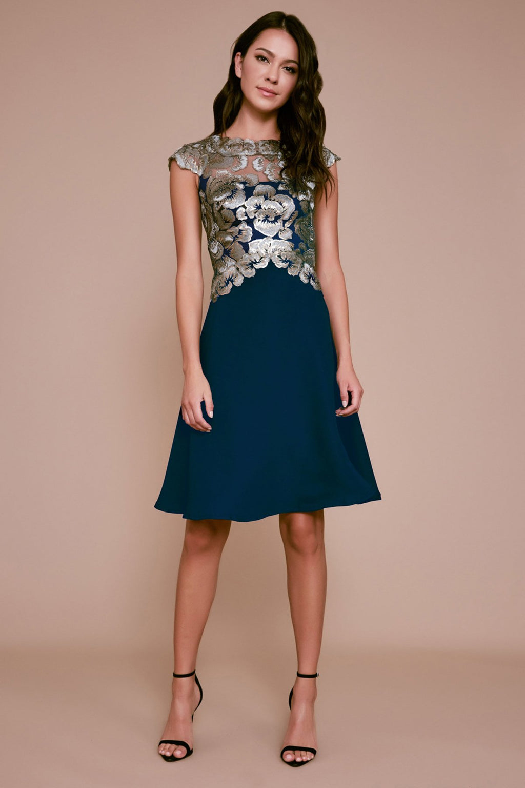 Tadashi Shoji - Nerine Floral Sequin Embroidered Crepe Dress