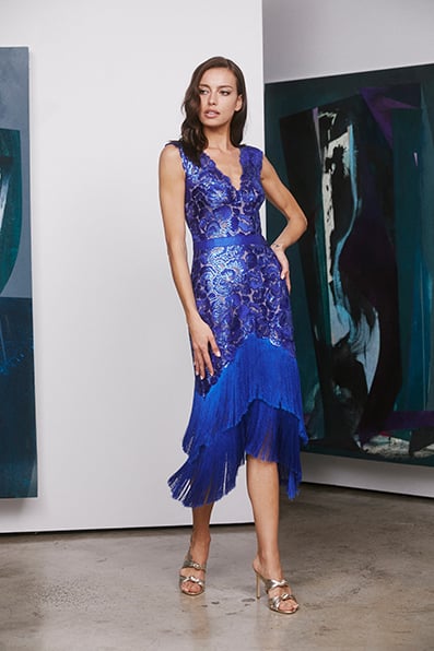 Keilani Fringe Tea-Length Dress