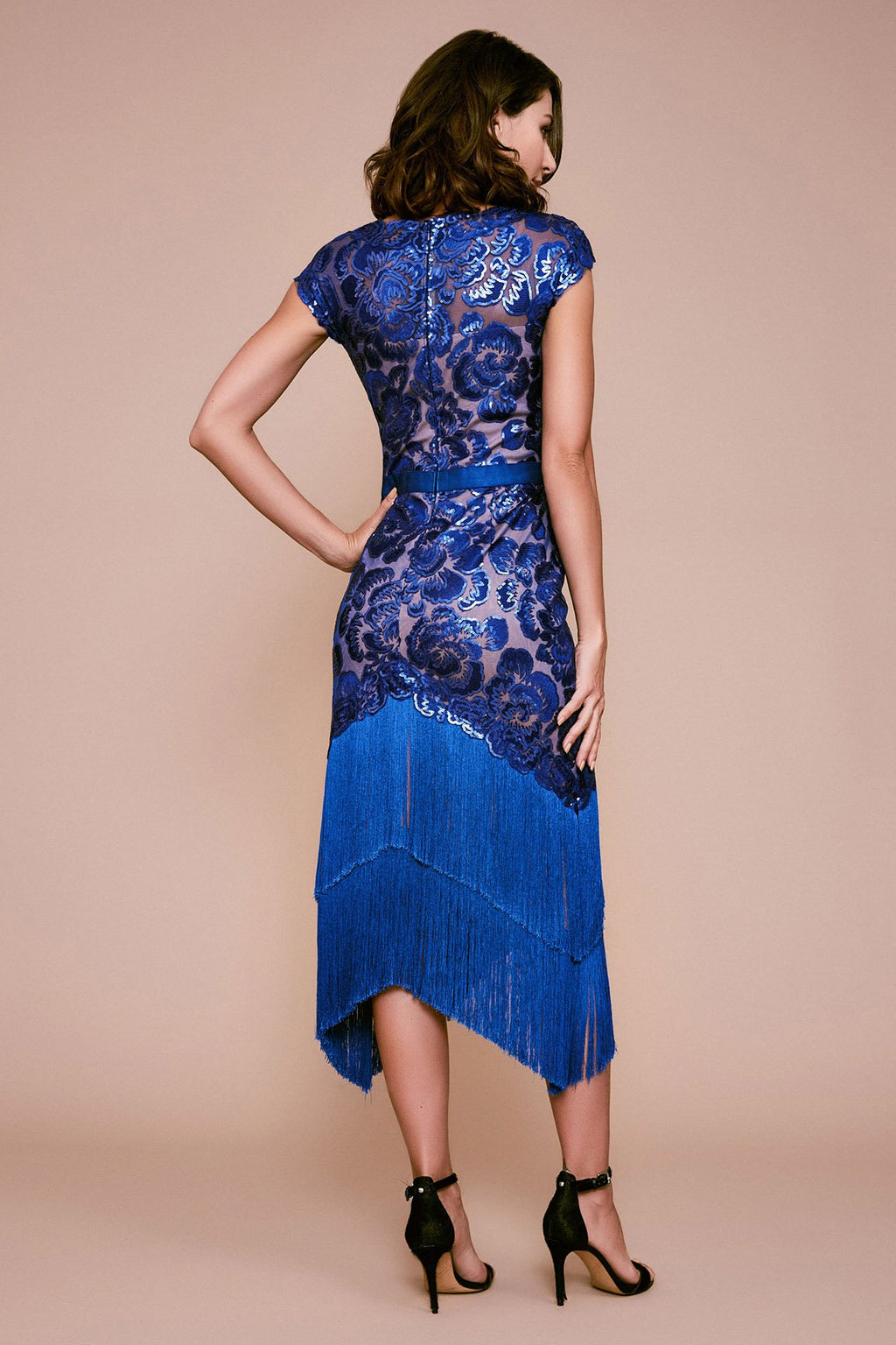 Tadashi Shoji - Keilani Fringe Tea-Length Dress