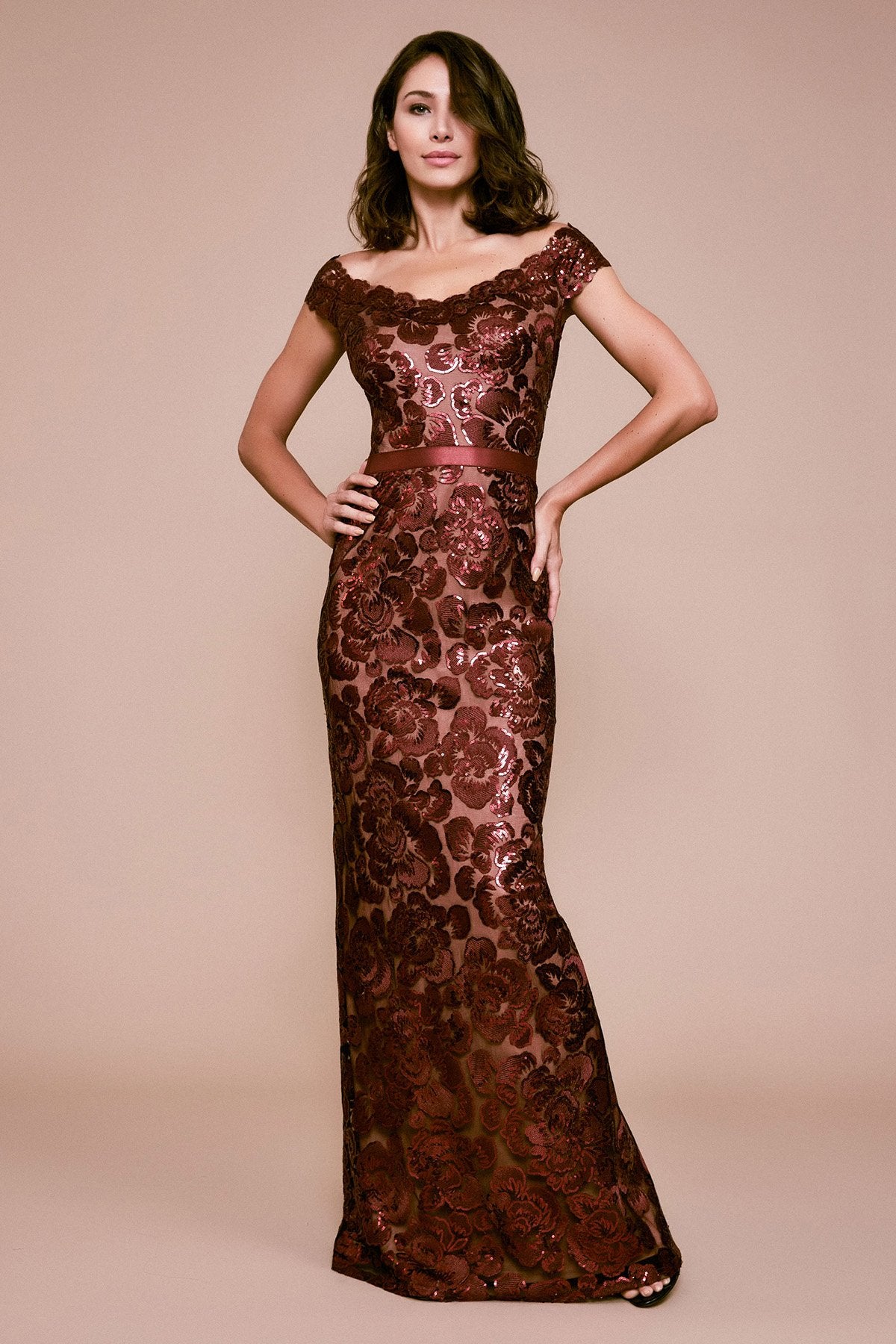 Tadashi Shoji - Dominica Sequin Embroidered Gown