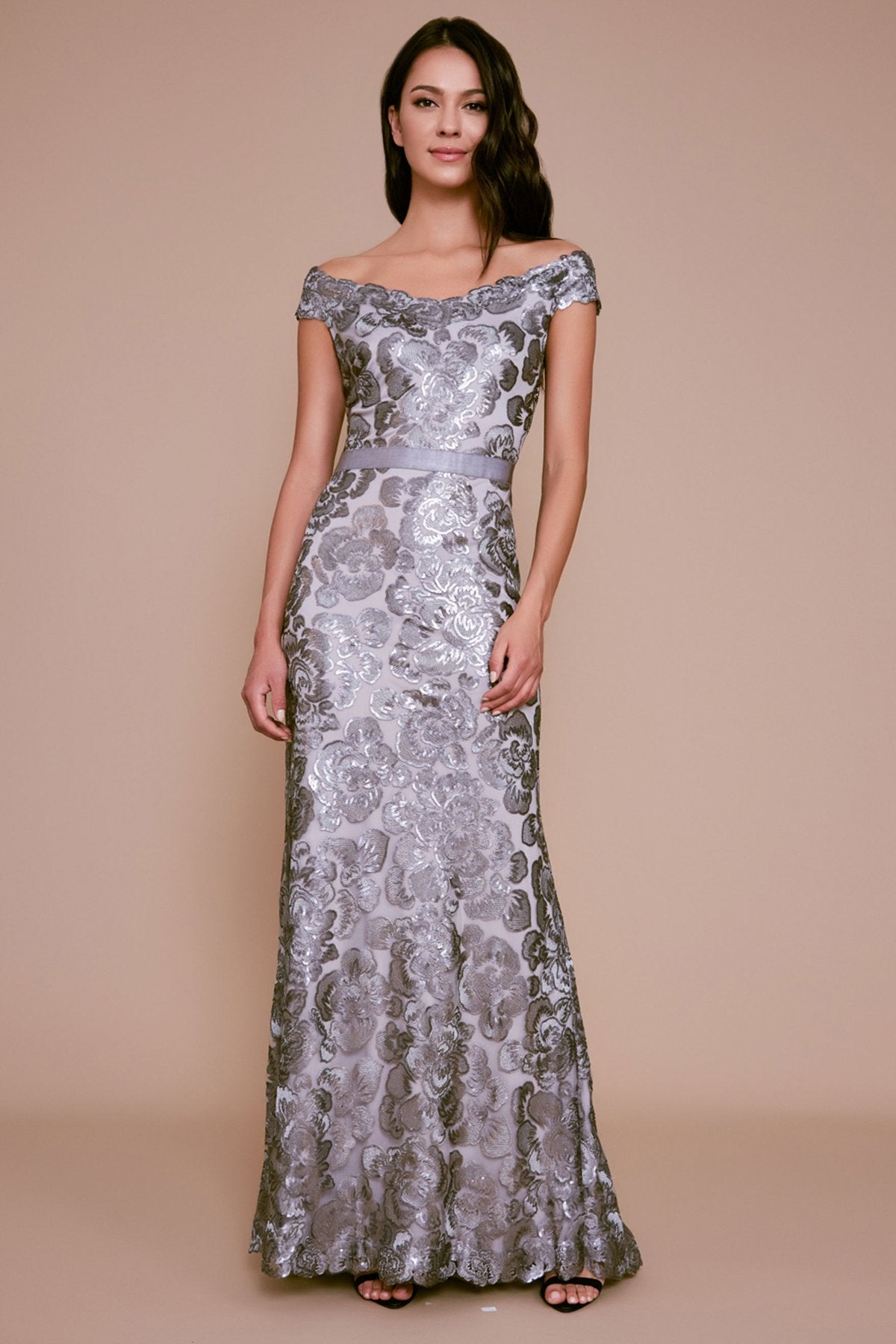 Dominica Sequin Embroidered Gown