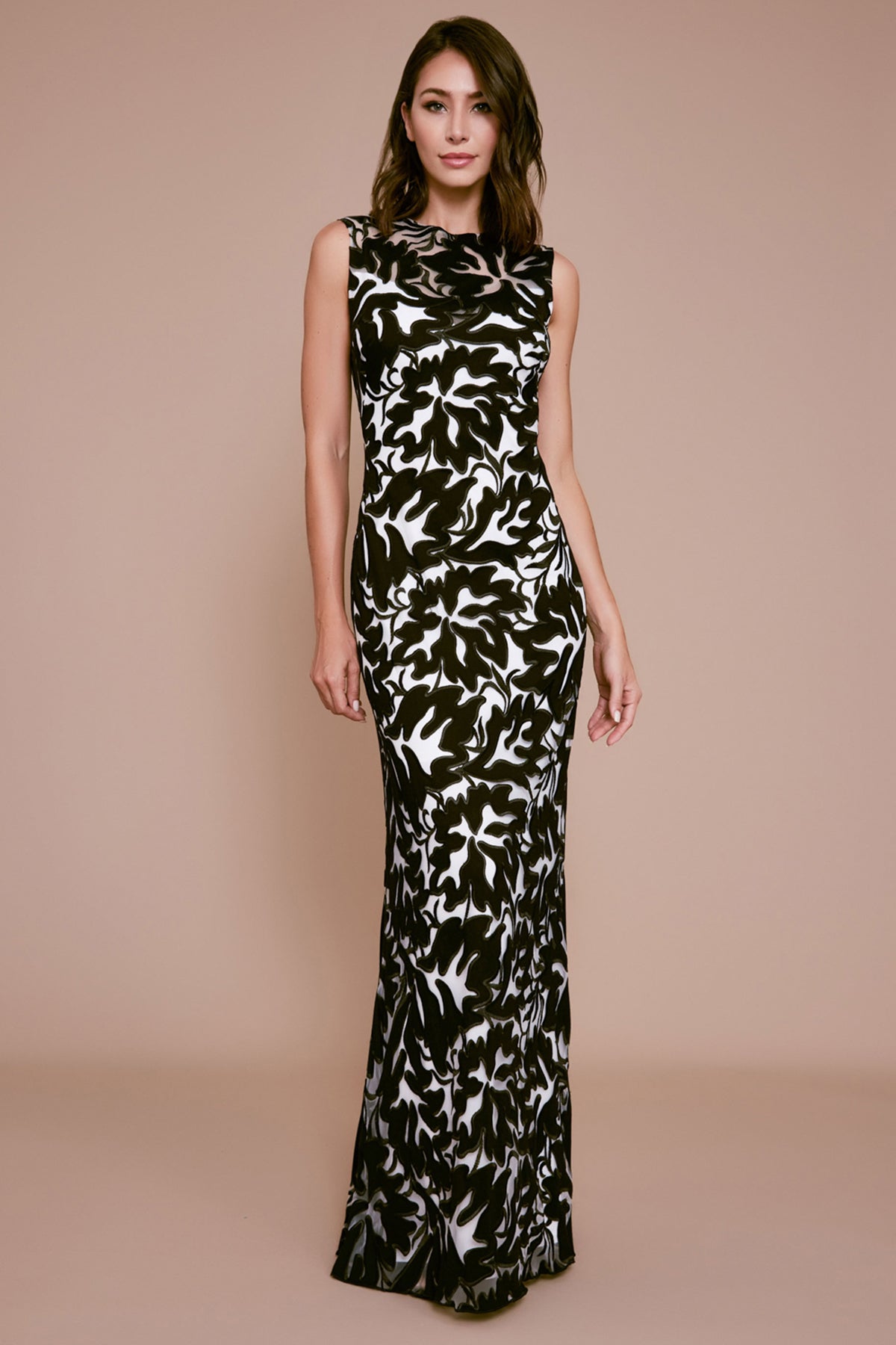 Tadashi Shoji - Napali Floral Applique Sleeveless Gown
