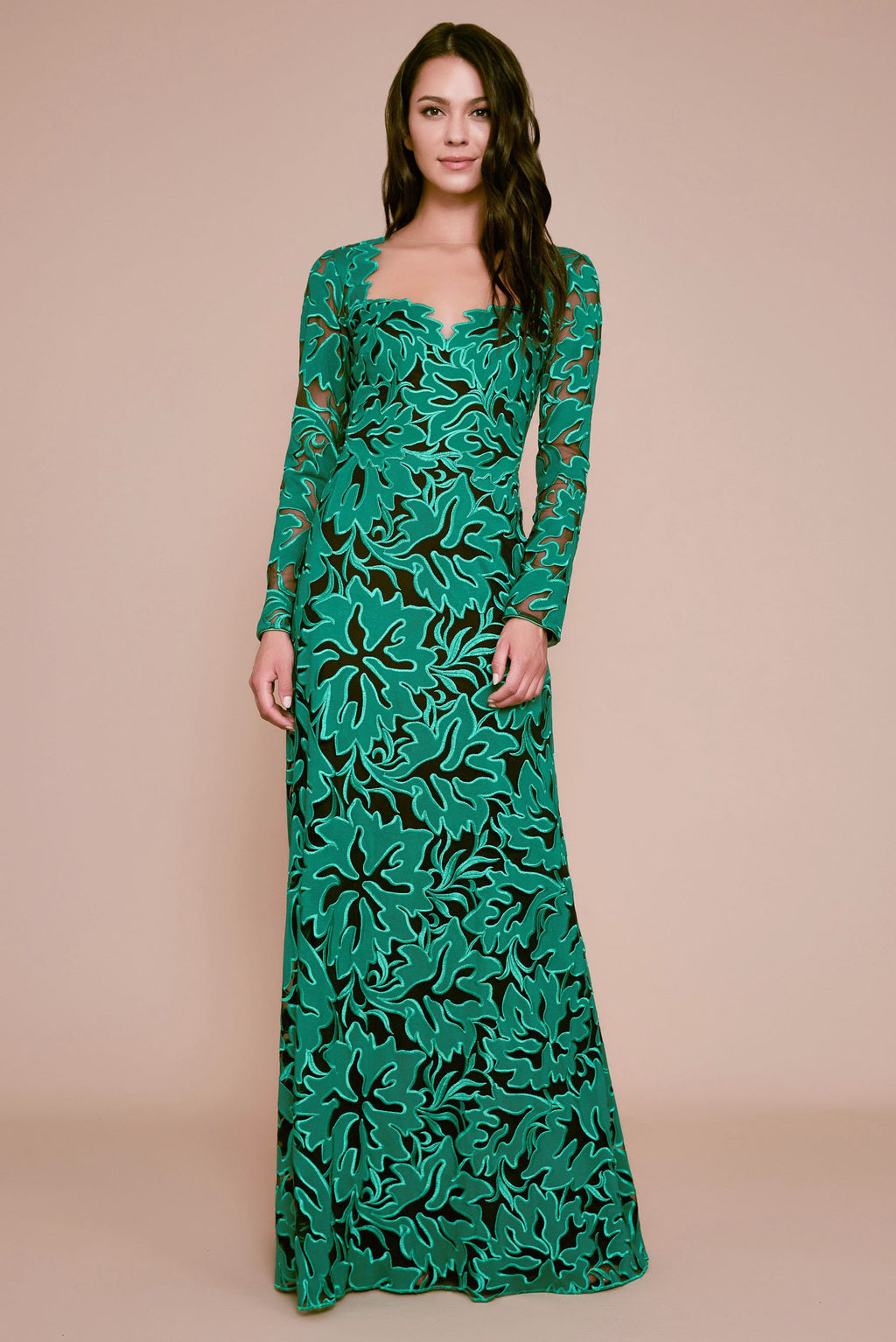 Tadashi Shoji - Yarrow Floral Applique Evening Gown