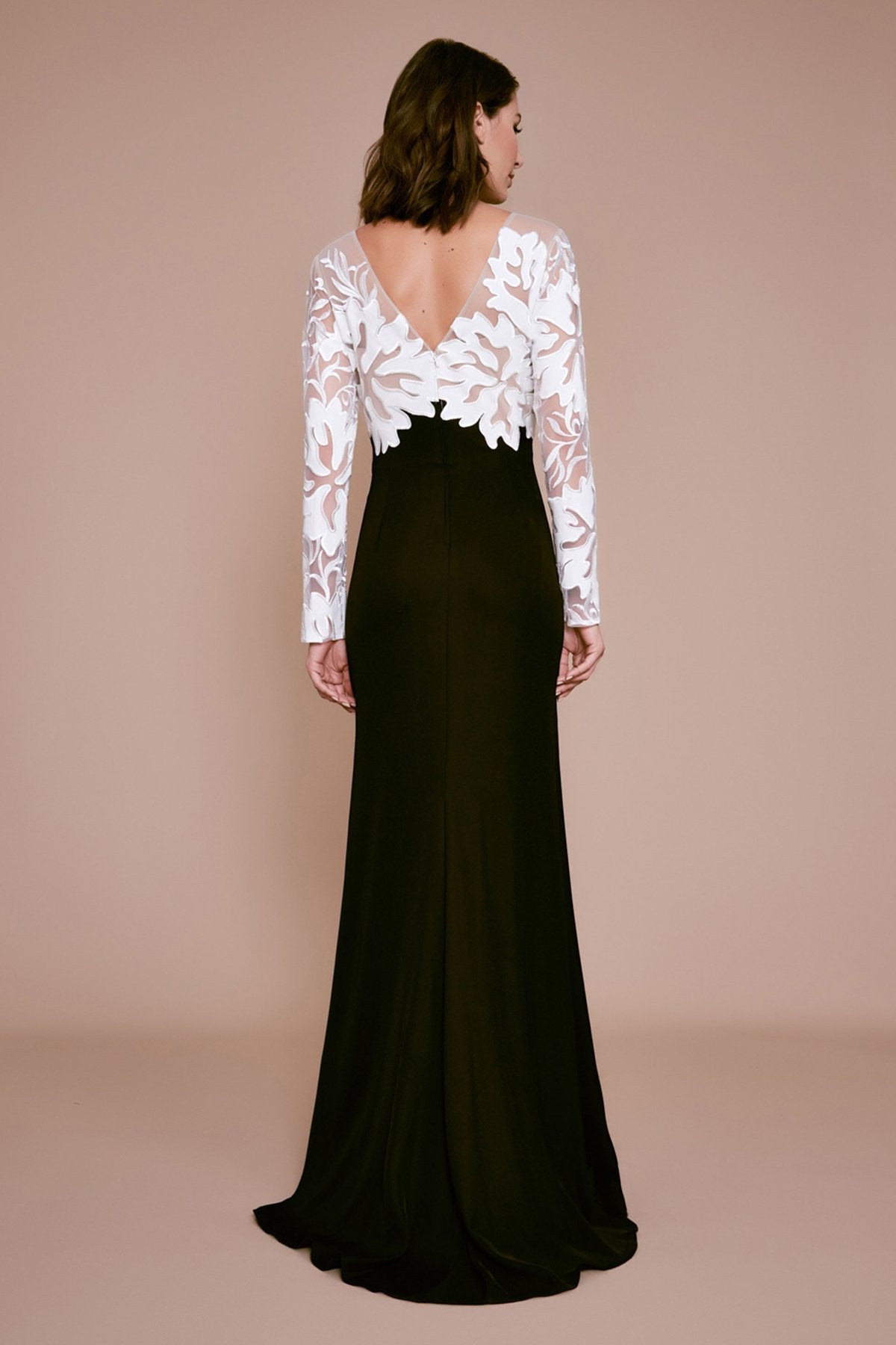 Tadashi Shoji - Woodruff Floral Applique Crepe Gown