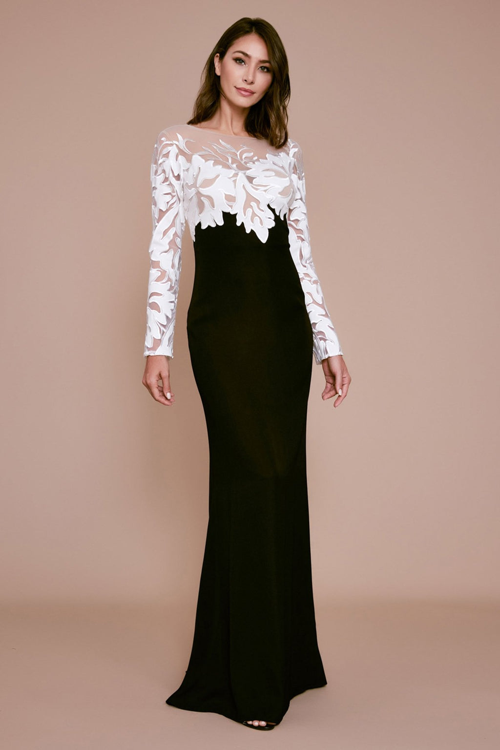 Tadashi Shoji - Woodruff Floral Applique Crepe Gown
