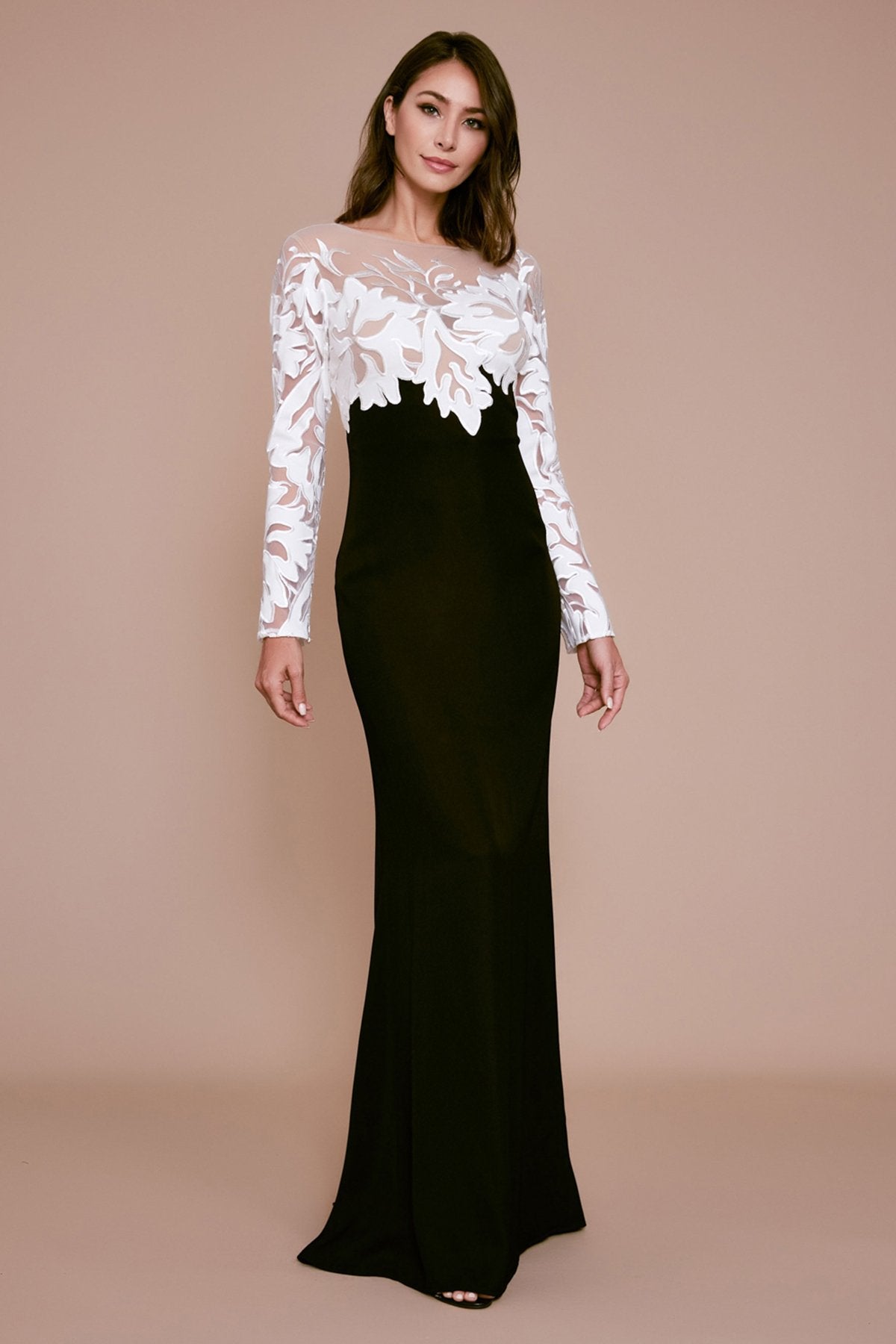 Tadashi Shoji - Woodruff Floral Applique Crepe Gown