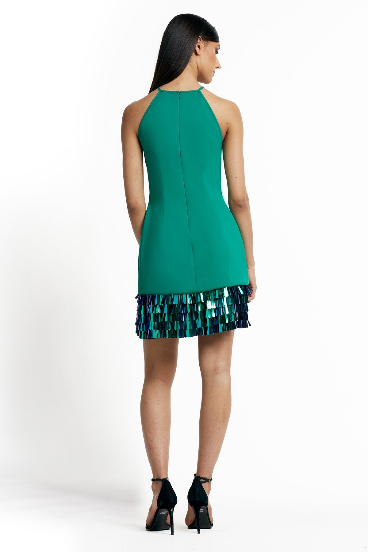 Selena Neoprene Sequin-Fringe Mini Dress