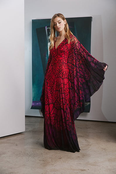Ajambo Draped Printed Mesh Gown