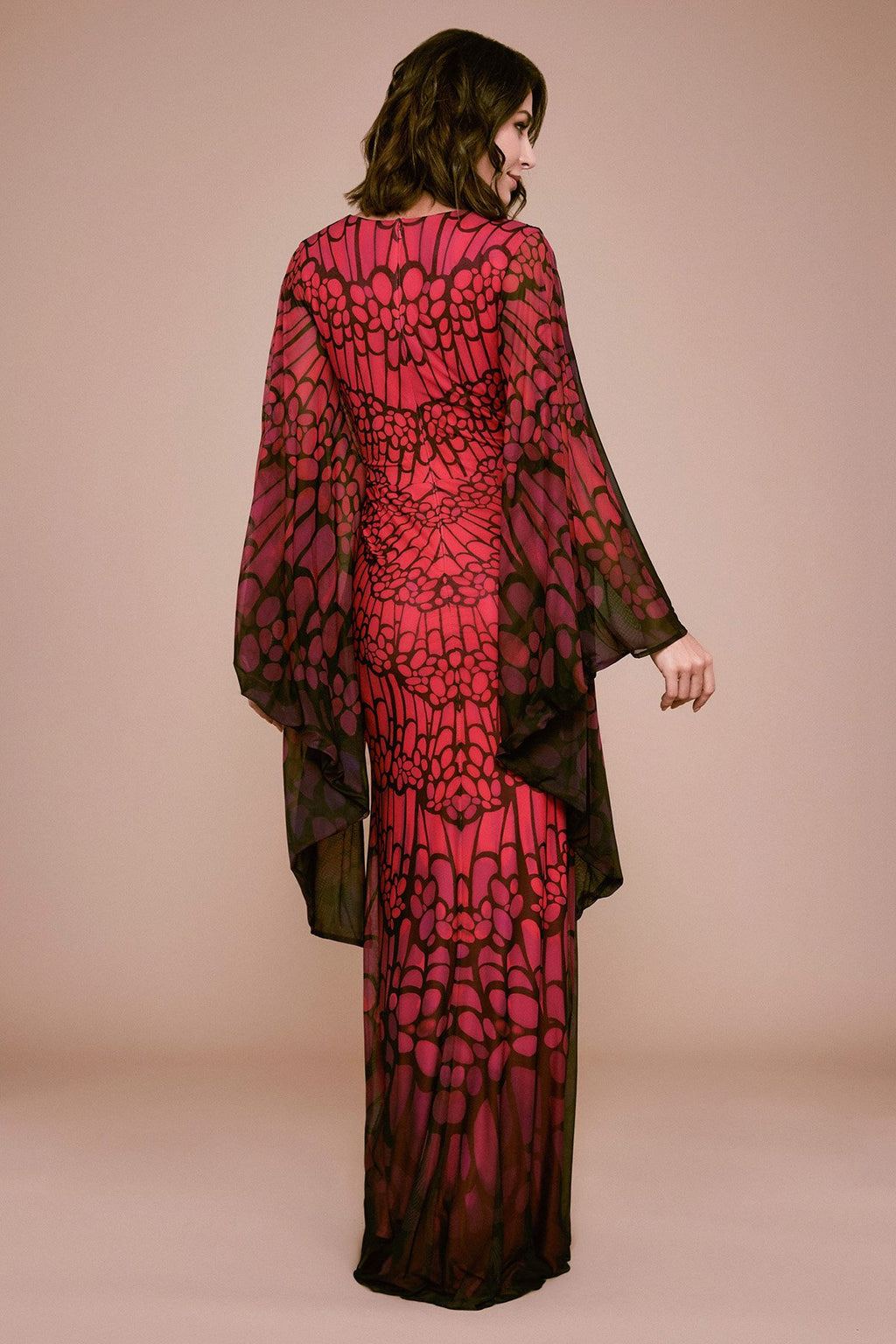 Tadashi Shoji - Ajambo Draped Printed Mesh Gown