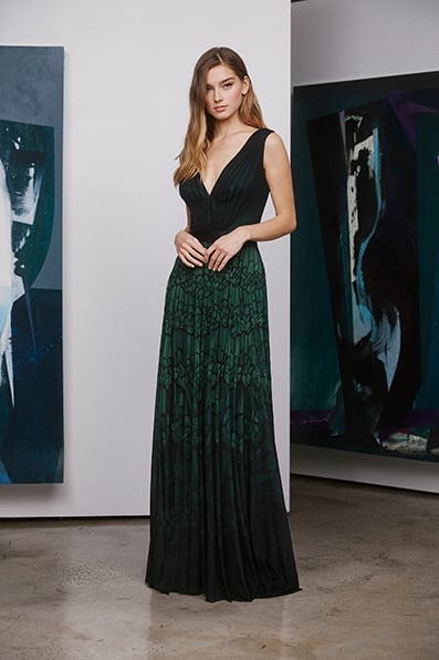 Abaco Draped Mesh Sleeveless Gown