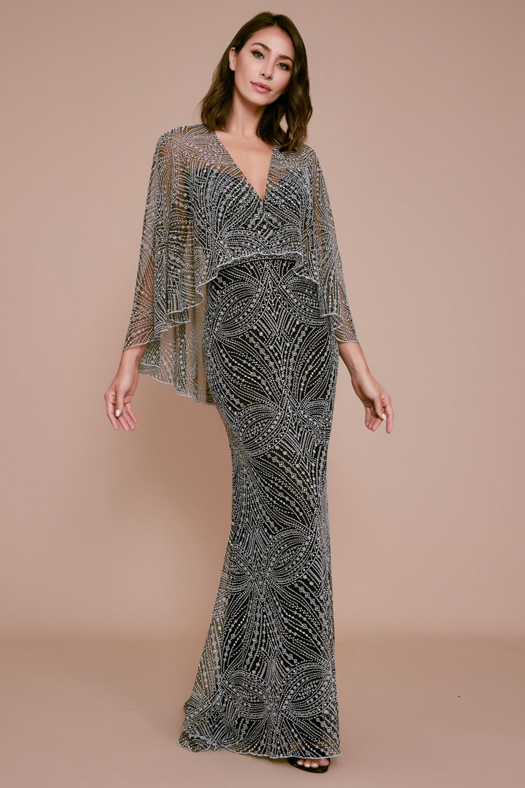 Tadashi Shoji - Cypress Embroidered Tulle Overlay Gown