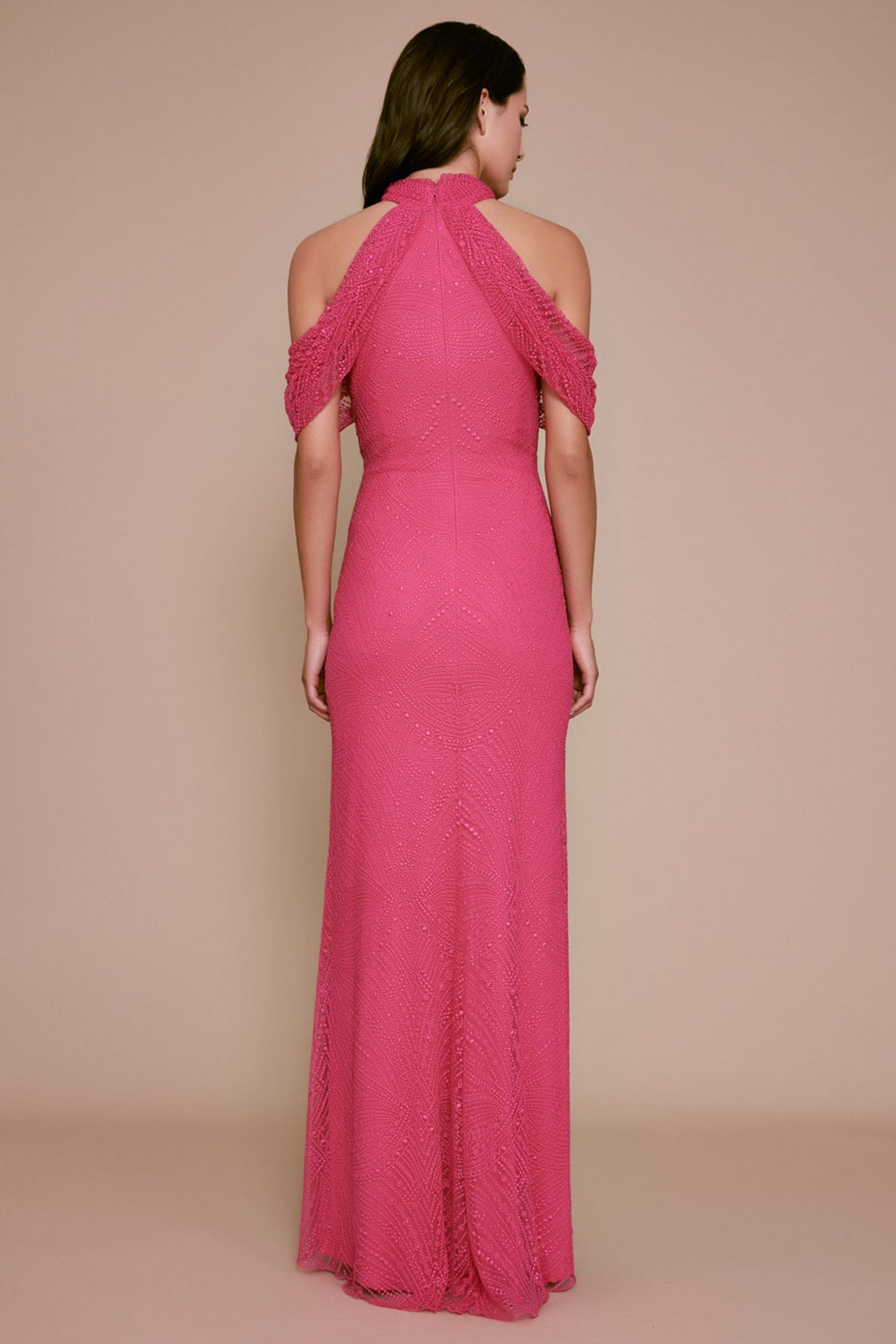 Tadashi Shoji - Fiorella Halter Embroidered Tulle Gown