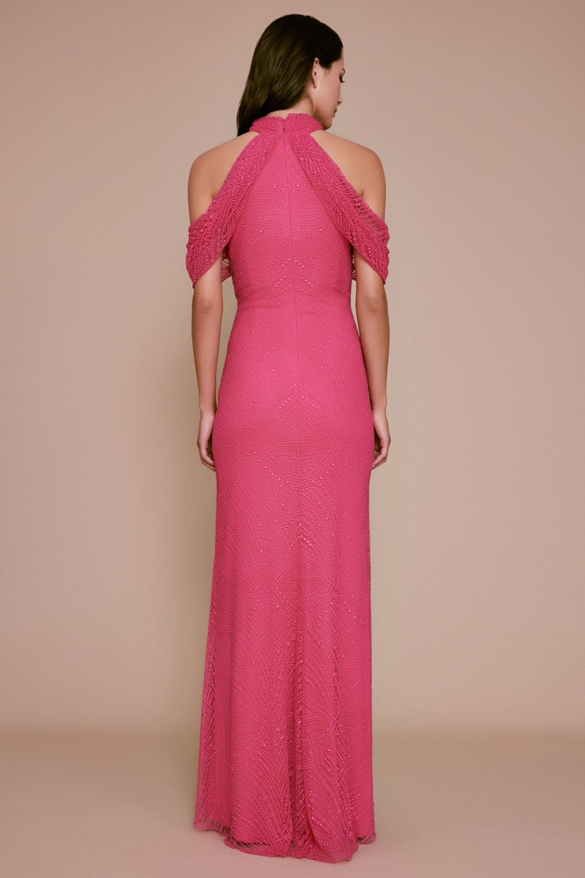 Tadashi Shoji - Fiorella Halter Embroidered Tulle Gown