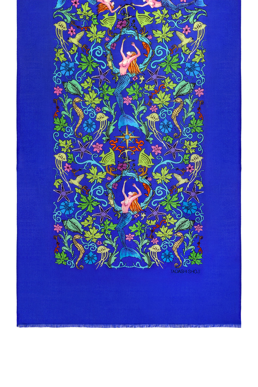 Mermaid Print Bamboo and Wool Scarf