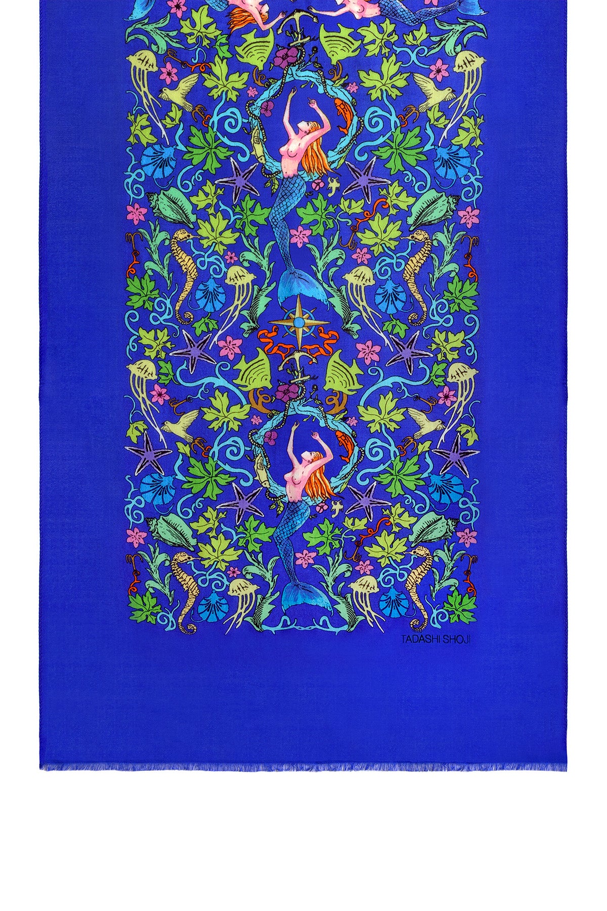 Mermaid Print Bamboo and Wool Scarf