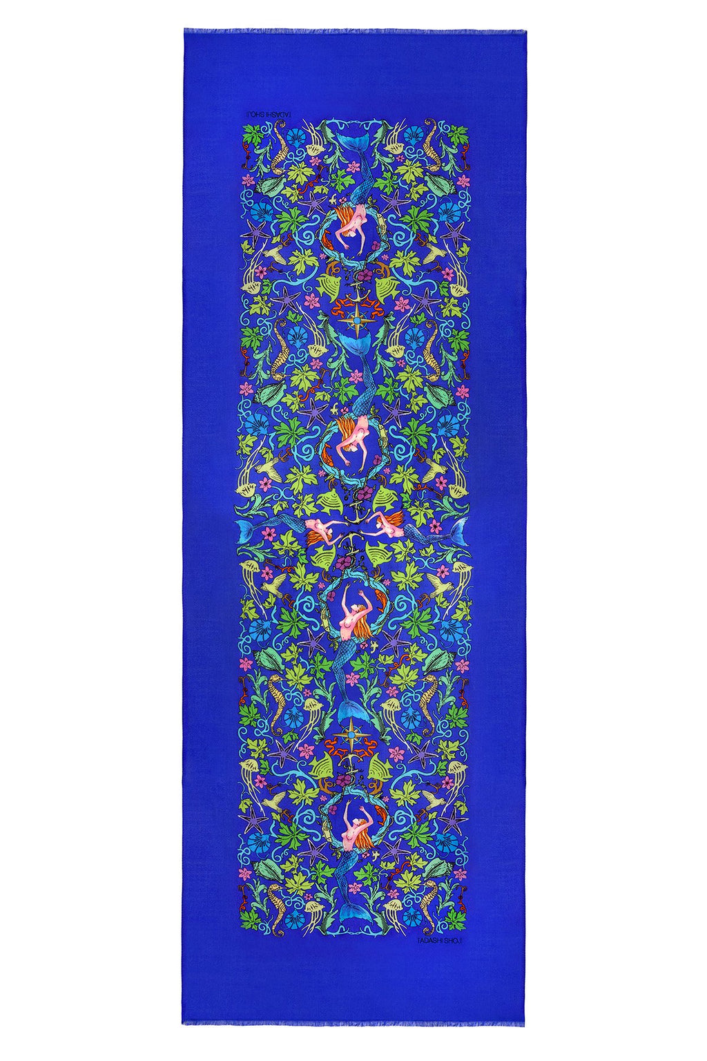 Mermaid Print Bamboo and Wool Scarf
