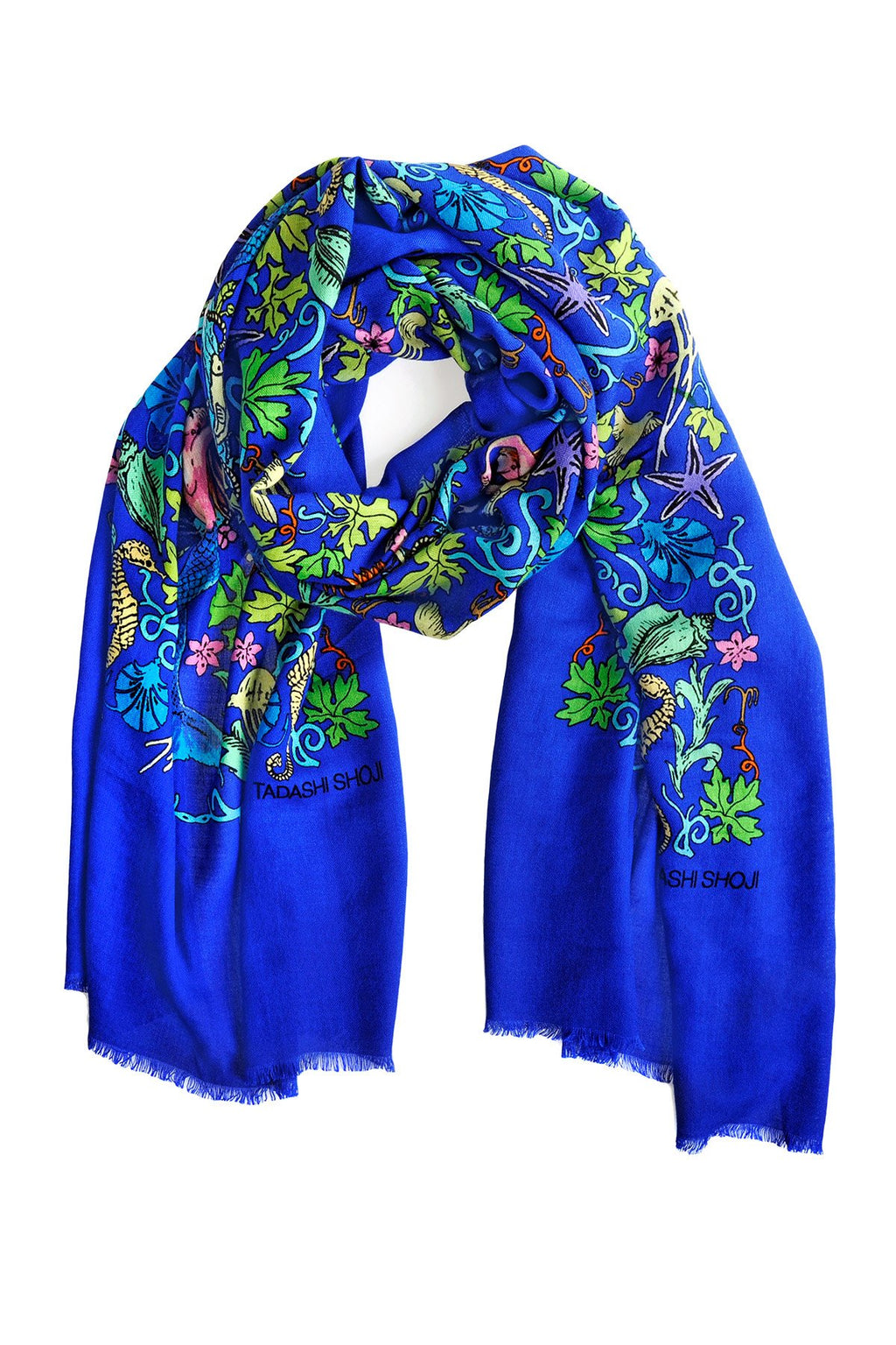 Mermaid Print Bamboo and Wool Scarf