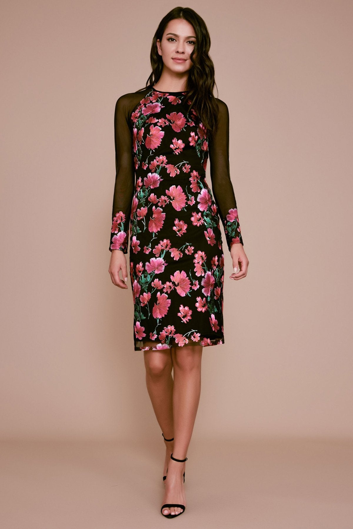 Cedar Long-Sleeve Floral Embroidered Dress