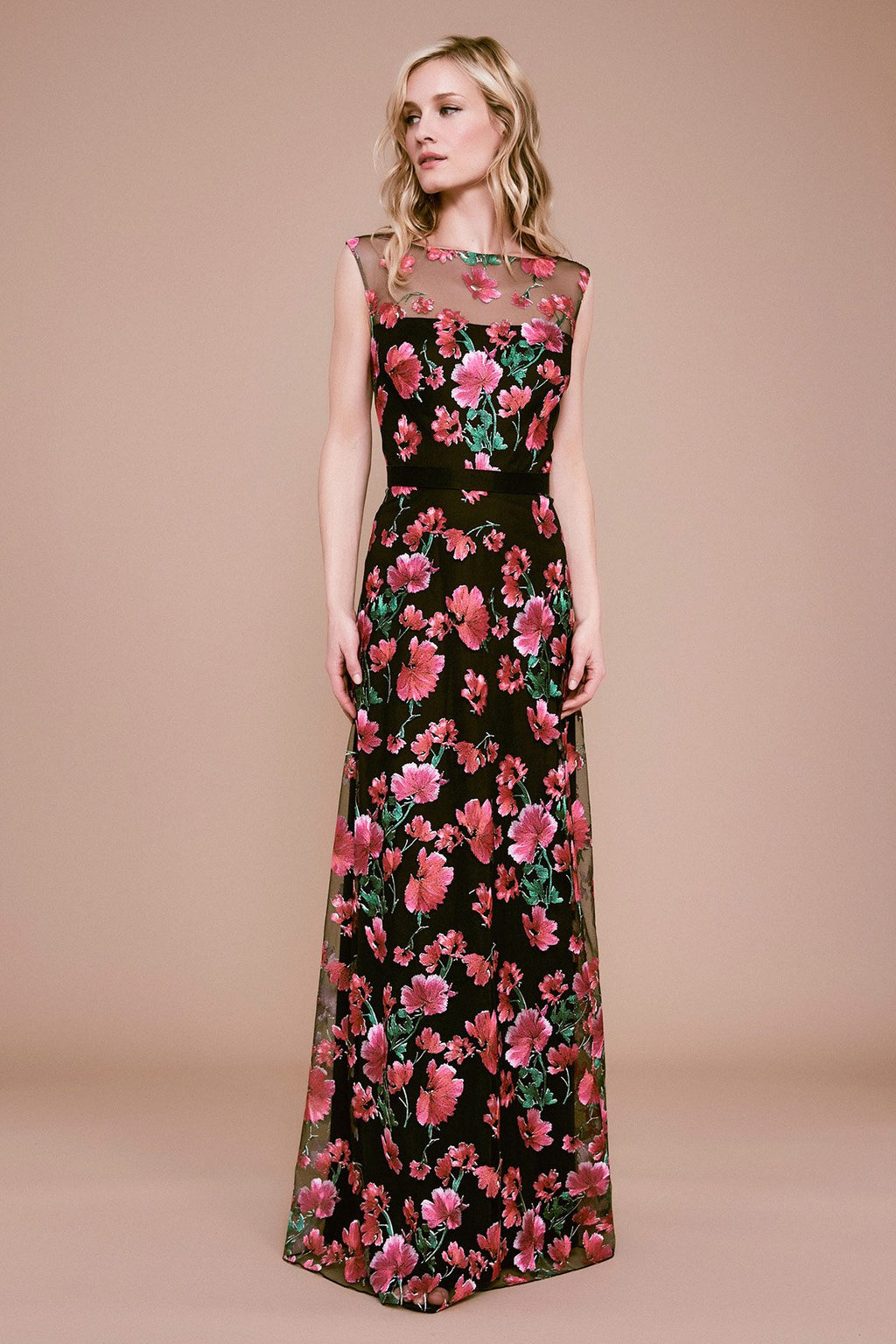 Tadashi Shoji - Rajani Sleeveless Floral Embroidered Gown