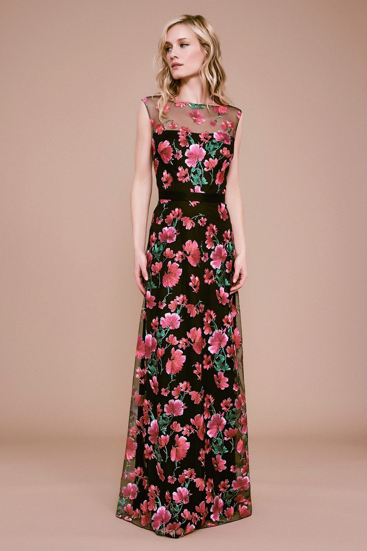 Tadashi Shoji - Rajani Sleeveless Floral Embroidered Gown