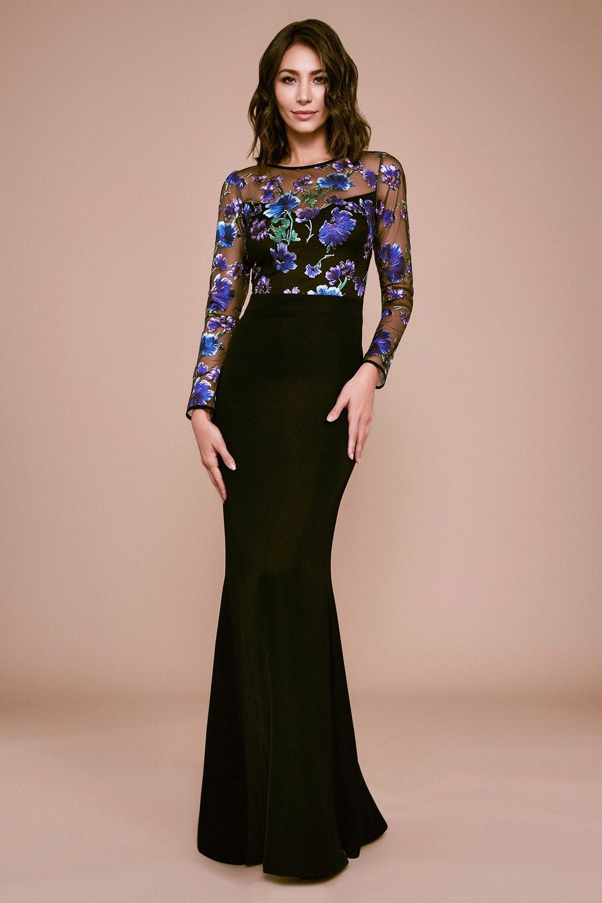 Tadashi Shoji - Zabel Floral Embroidered Crepe Gown