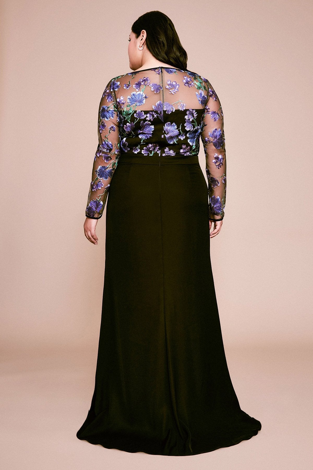 Tadashi Shoji - Zabel Floral Embroidered Crepe Gown - PLUS SIZE