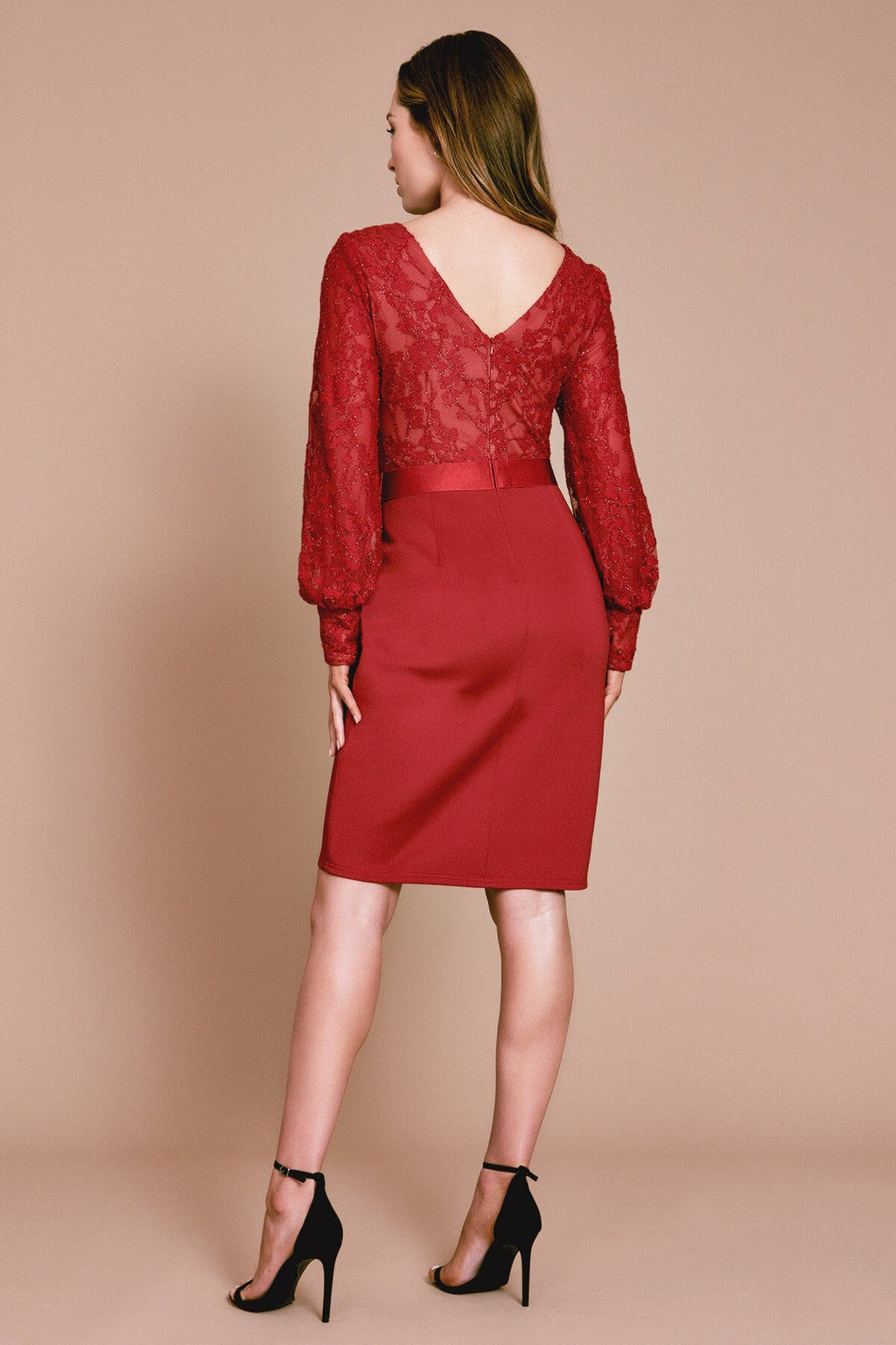 Ryman Long-Sleeve Lace & Crepe Dress