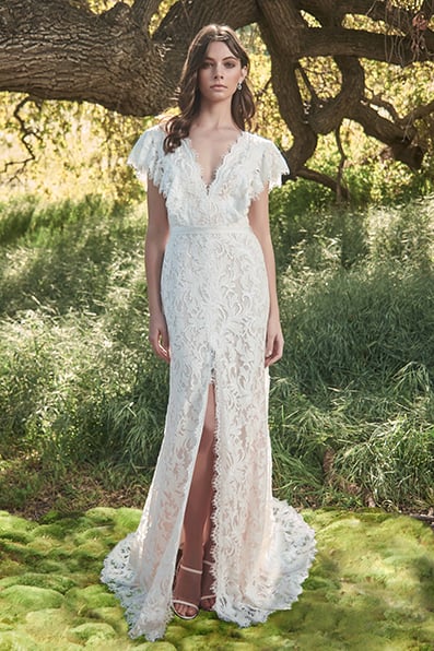 ARIEL V-NECK SLIT GOWN